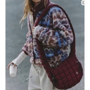 NWT FP Movement Quilted Small Carryall Sling Bag Mahogany Wine